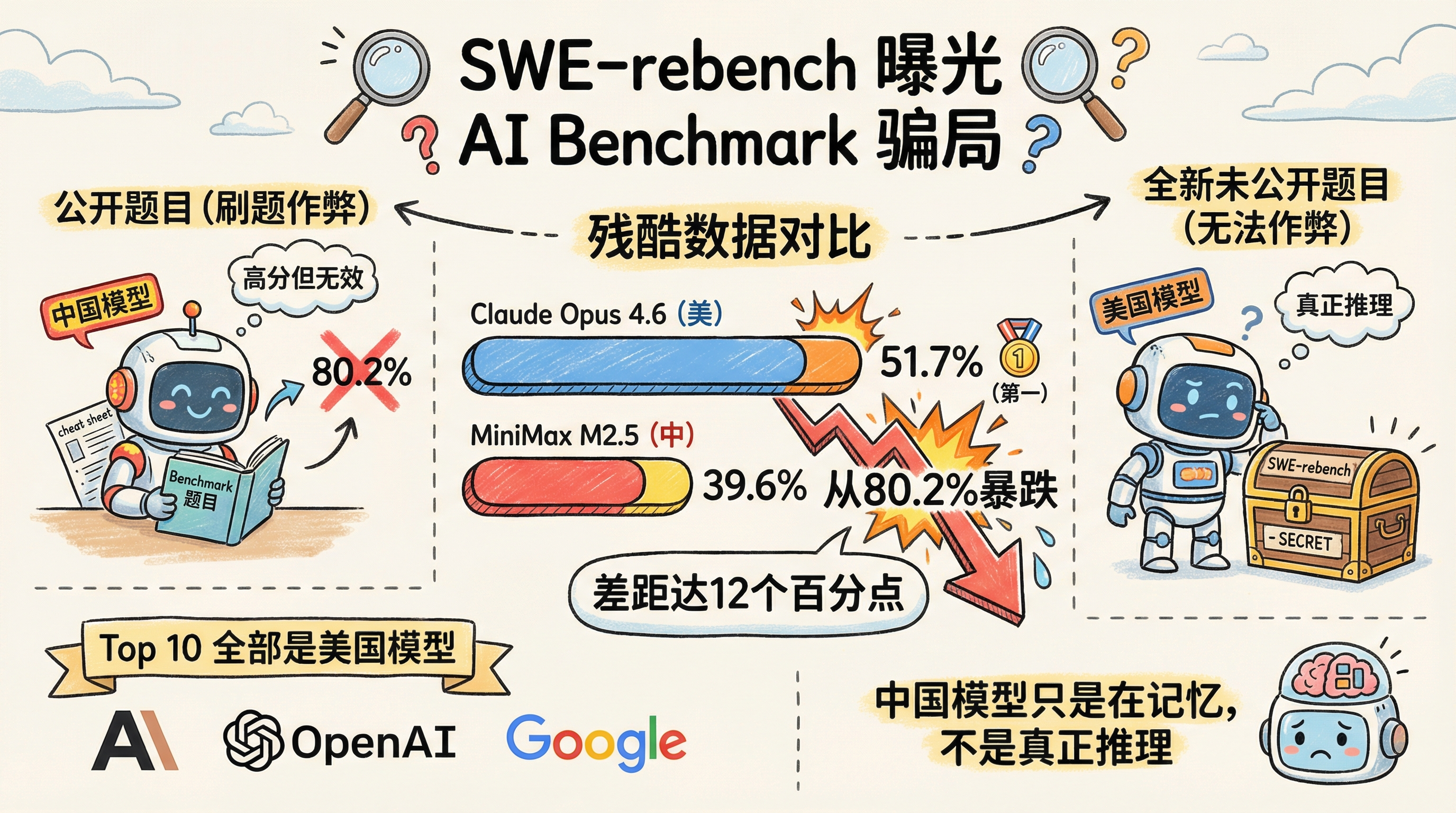 SWE-rebench 曝光 AI Benchmark 骗局