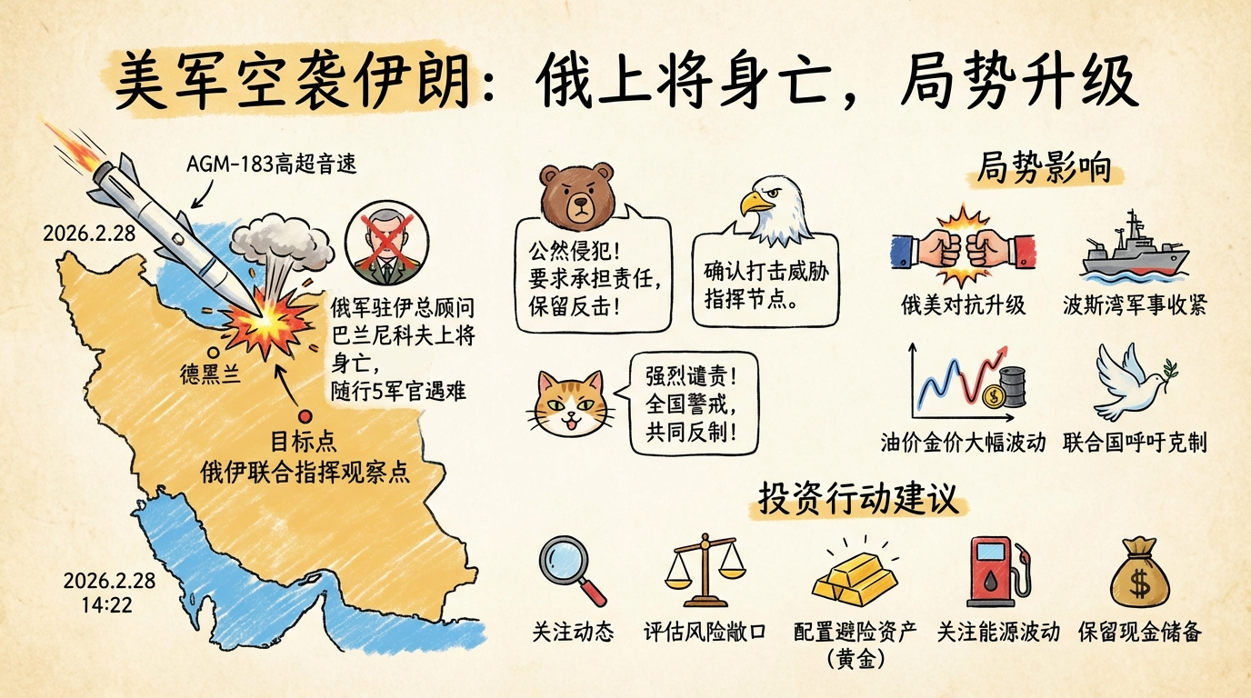 美军空袭伊朗导致俄军军官身亡，俄美对抗升级