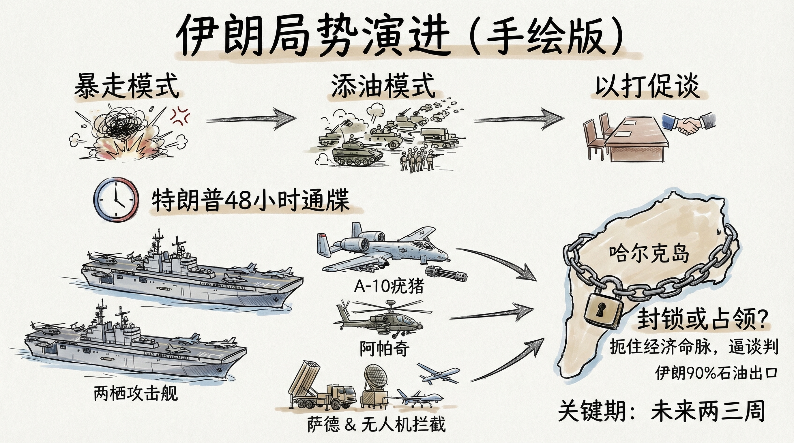伊朗局势：从暴走模式到添油模式，下一步会占领哈尔克岛吗？