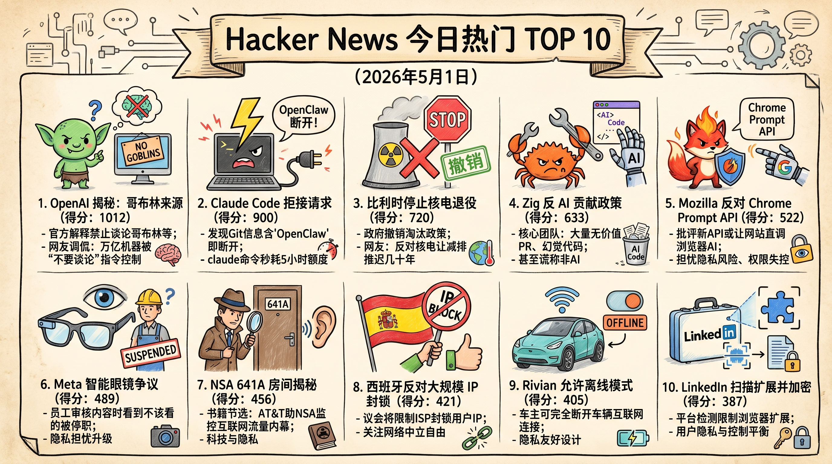 Hacker News Top 10 - 2026年5月1日