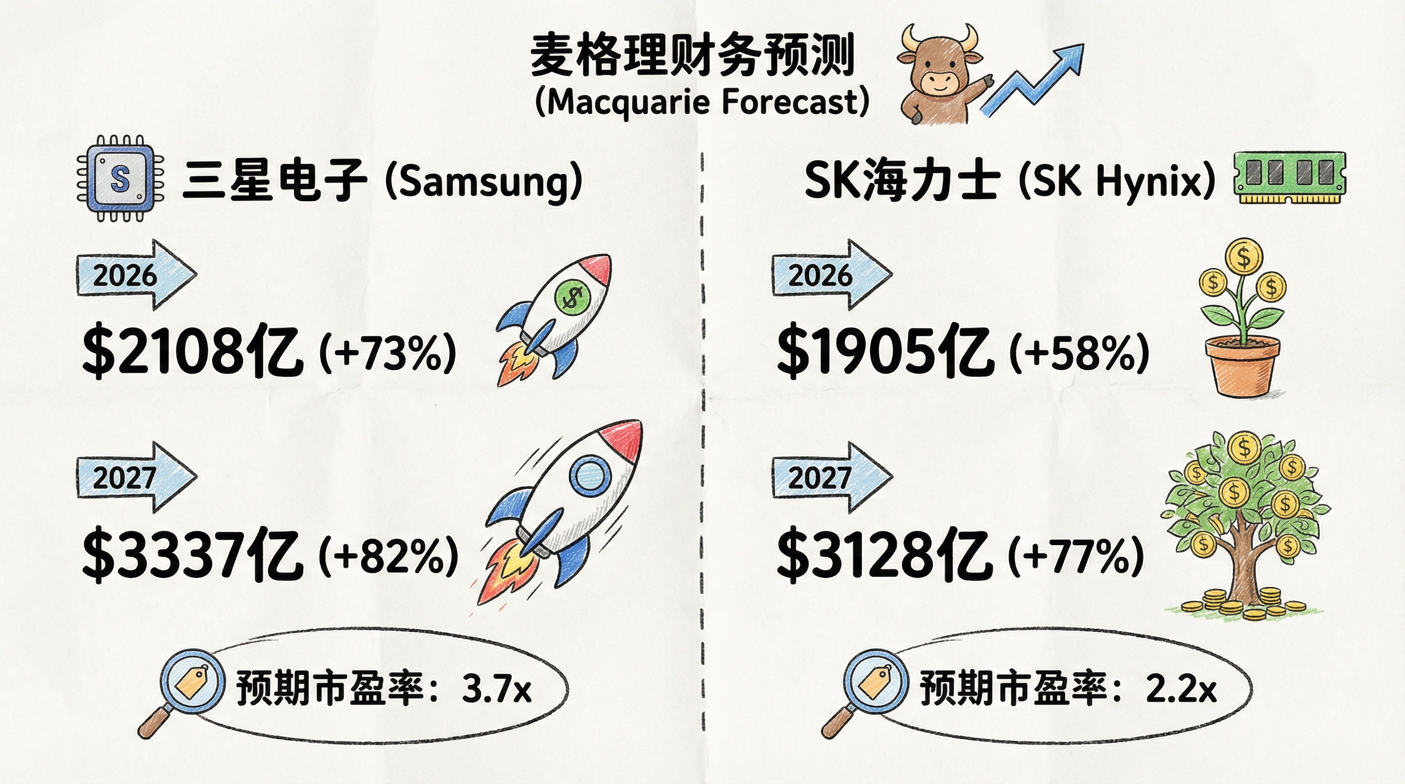 三星和 SK 海力士财务预测分析